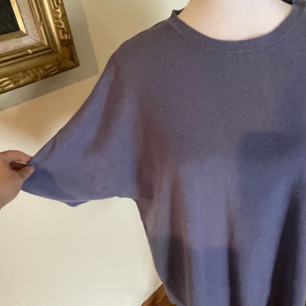 3/15!! Lavender Sweater Short Sleeve Blouse - Picture 2 of 5